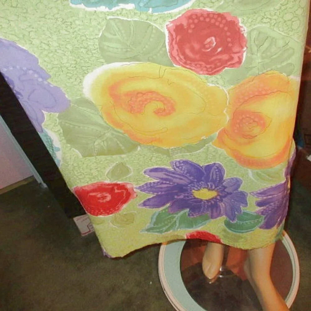 Vtg Jams World Midi Dress Size S Pockets Floral Hawaiian Aloha Art Print Violare